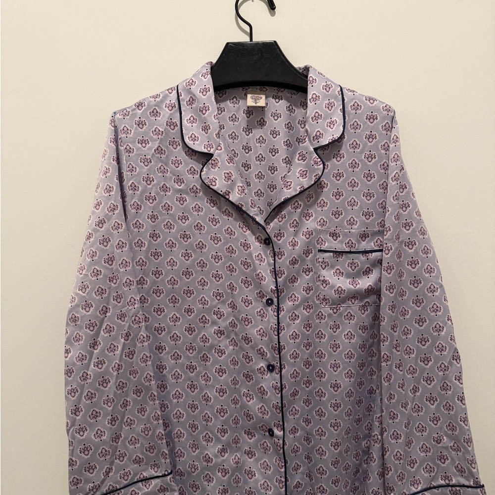 Pink Flower Patterned Soft Purple Pajama Short Set
